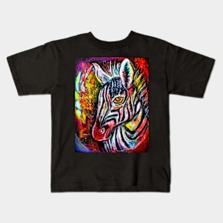 Colourful Painted Zebra Kids T-Shirt